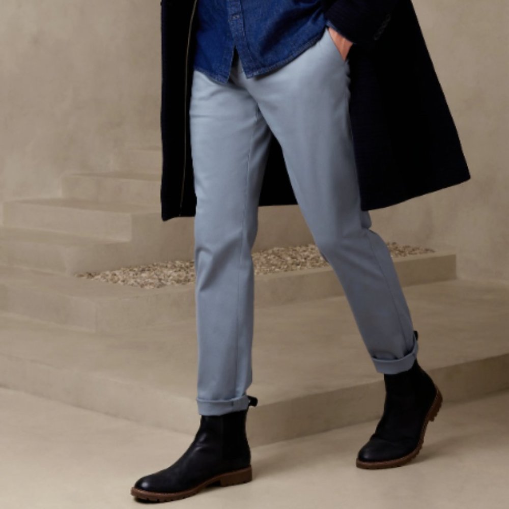 Banana Republic Tapered Rapid Movement Chino - Gray Blue